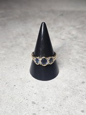 18ct Gold Sapphire & Diamond Trilogy Ring P½ 3g 2mm Import Hallmark 1998 750