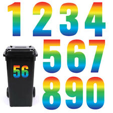 Wheelie bin house numbers Vinyl Sticker White Rainbow Sunflower stickers 17cm