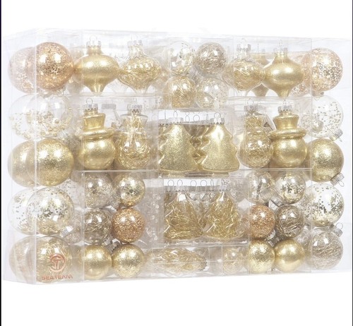 Gold christmas baubles - gold,
