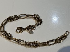 QVC 9K Yellow Gold Textured Fancy Link & Lovers Knot Style Bracelet