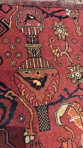 Thick wool vintage rug red - -,