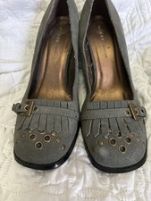 Grey suede block heel - suede, shoes