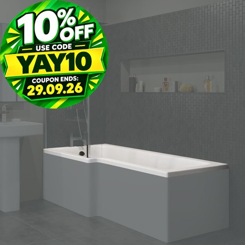 1600mm shaped shower bath - l,