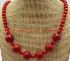 Beautiful Natural 6mm 14mm Red Coral Round Beads Gemstone Necklace 18-28" AAA
