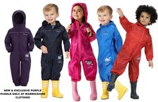 REGATTA PUDDLE IV BOYS GIRLS WATERPROOF ALL IN ONE RAIN SUIT KIDS CHILDRENS