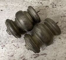 Vintage Curtain Pole Finials.  Antique silver/grey wood. Diameter  2.75”, 70mm