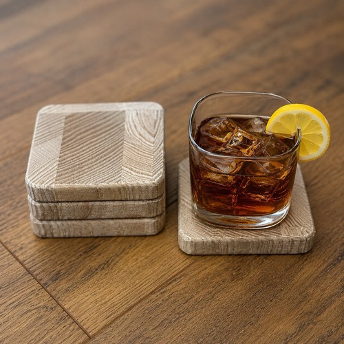 Handmade square wood coaster - handmade,