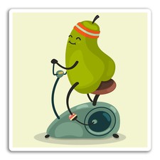 2 x 10cm Fitness Pear Vinyl Stickers - Workout Fruit Diet Sticker Laptop #17596