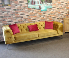 KENSINGTON CHESTERFIELD 3 SEATER SOFA IN OPULENT SAFFRON GOLD VELVET FABRIC