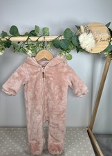 F&F Baby Girls Preloved Fluffy Snowsuit Pram Suit 0-3 Months