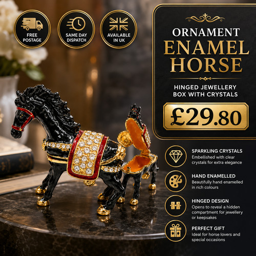 Ornament enamel horse hinged - ornament,
