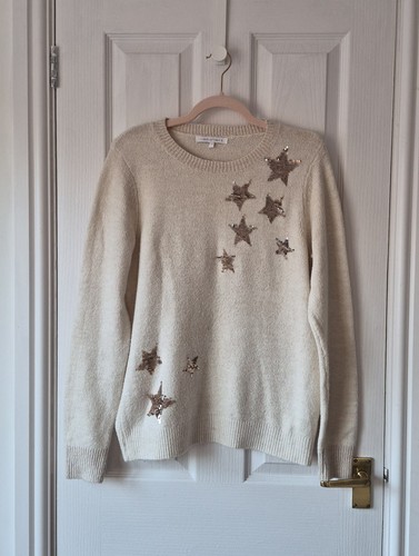 Next cream sequin star jumper