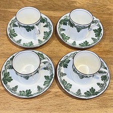 Aynsley Demi Taste Coffee Set In Vines Design Four Cups And Saucers In Green