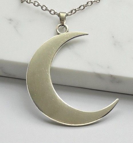 Silver color big crescent moon - big,