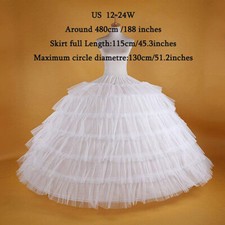 White-Petticoat for Wedding Dress 6 Hoop 6 Layers Tulle Ball Gown Prom Crinoline