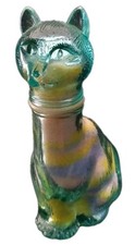 60S VTG Retro Clear Glass Cat Empoli Genie Decanter Bottle Italian SAND ART 