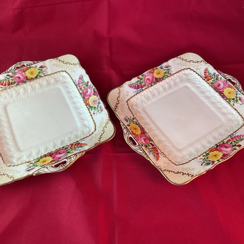 Pair square cake plates hand - pair,