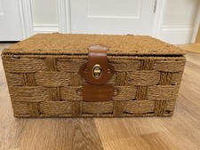 Vintage Woven Wicker Hamper Storage Basket Display Gift Presentation 38x25cm