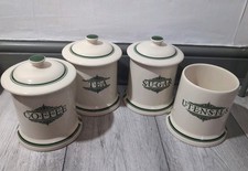 1869 Victorian Pottery Kitchen Pottery Set Cream and Green - TeaCoffeeSugarUtens
