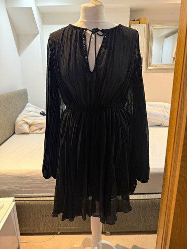 Zara black chiffon pleated fit - black,