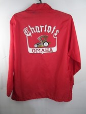 Vintage Car Club Jacket OMAHA CHARIOTS Sz XXL Red Windbreaker Made in USA