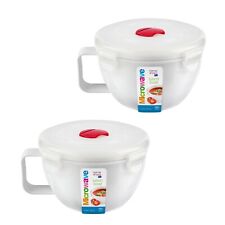 Microwave Soup Bowls Lunch Food Container Spill Proof Clip Lock Vent Lid 2 X 1L