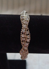 Vintage Silver Tone Twist Diamante Bracelet Costume Jewellery