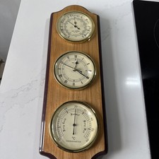 William Widdop Barometer Clock & Thermometer Made In England Vintage Working