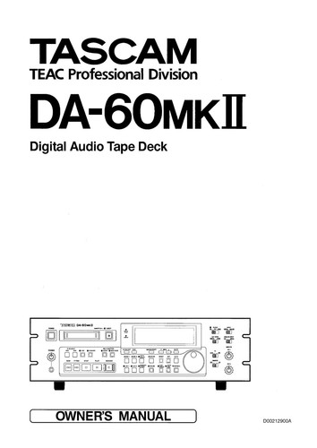 User manual for tascam 60 - user, da-60