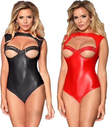 Sexy wet look basque - basque, cup