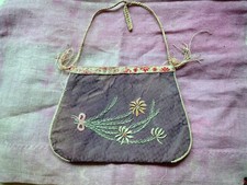 Regency silk Purse Embroidery Printed fabric interior Antique