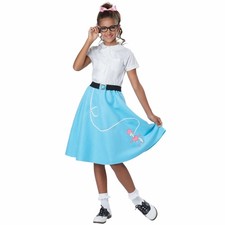 50s Greaser Rock Roll 1950s Sock Hop Retro Girls Costume Blue Poodle Skirt