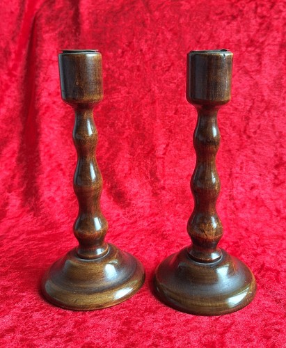 Pair vintage wooden candle - vintage,