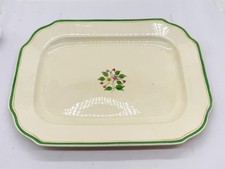 VINTAGE ROYAL ADAMS TITIAN HAND PAINTED FLORAL GREEN TRIM RECTANGULAR PLATTER