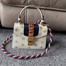 Gucci White Leather Mini Sylvie Bee Star Bag