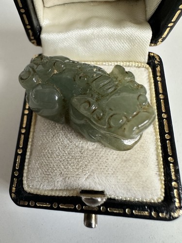 Vintage carved jade foo dog - carved,