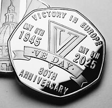 VICTORY IN EUROPE 80th Anniversary Silver Commemorative Coin. 1945-2025. VE DAY