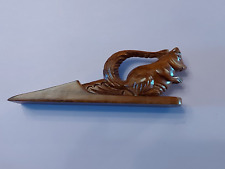 Carved Wooden squirrel Traditional Wedge Doorstop / Decorative 7.5" Long
