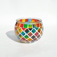 Mosaic Glass Candle Holder Jar