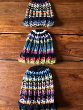 ROWAN HANDKNITTED PULL ON HATS THREE DIFFERENT , LOTS OF COLOUR , NEW