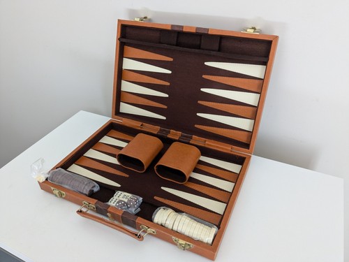 Backgammon set faux leather - set,