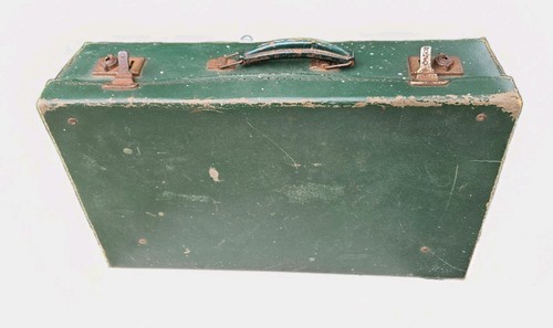 Vintage suitcase green - green, leather