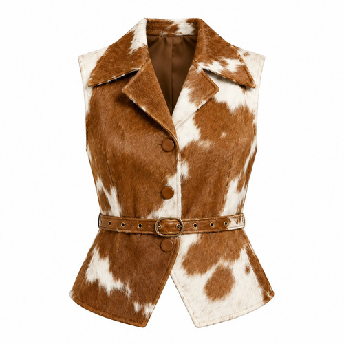 Women leather vest genuine - women's,