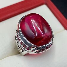 Deep Red Ruby Mens Ring Sterling Silver 925 Handmade Anari Yaqoot Ring Ruby Gem