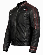 Men's Motorcycle Biker Black N7 Street Fighter Retro Lambskin Leather Jacket