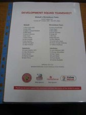 30/10/2018 Walsall U23 v Shrewsbury Town U23 [Central League Cup] (single sheet)