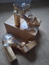 Zara Gold Platform Block Heel