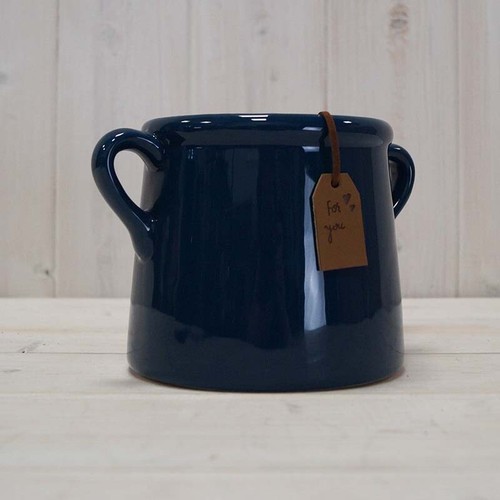 Navy blue ceramic - blue, pot