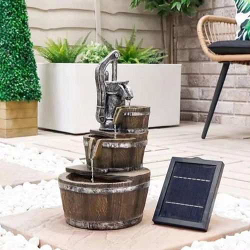 Barrel water fountain garden - water,