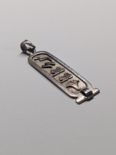 Sterling Silver Vintage Egyptian Hieroglyphics Cartouche Pendant | 925 silver